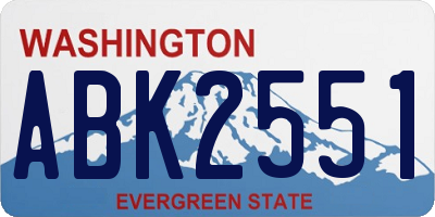 WA license plate ABK2551