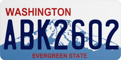 WA license plate ABK2602