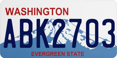 WA license plate ABK2703
