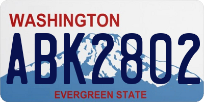 WA license plate ABK2802