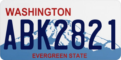 WA license plate ABK2821