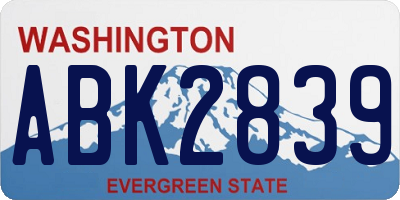 WA license plate ABK2839