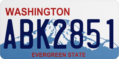 WA license plate ABK2851