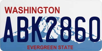 WA license plate ABK2860