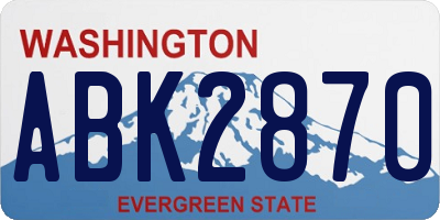 WA license plate ABK2870