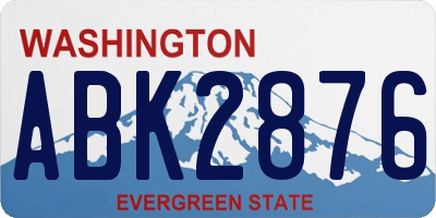WA license plate ABK2876