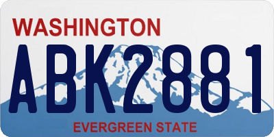 WA license plate ABK2881