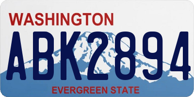 WA license plate ABK2894