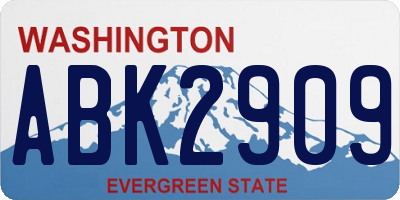 WA license plate ABK2909
