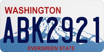 WA license plate ABK2921