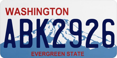 WA license plate ABK2926