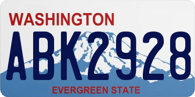 WA license plate ABK2928