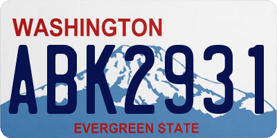 WA license plate ABK2931