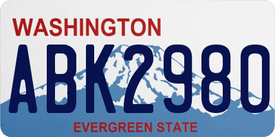 WA license plate ABK2980