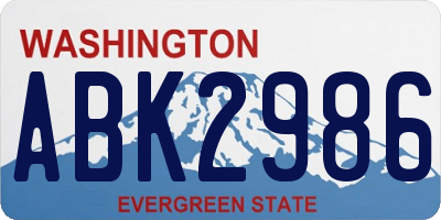 WA license plate ABK2986
