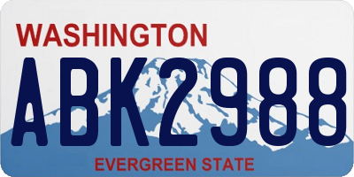WA license plate ABK2988
