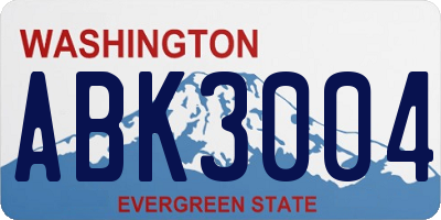WA license plate ABK3004