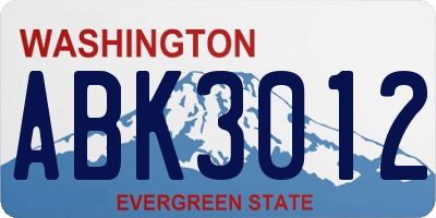 WA license plate ABK3012