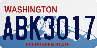 WA license plate ABK3017
