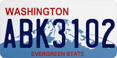 WA license plate ABK3102