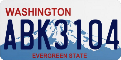 WA license plate ABK3104