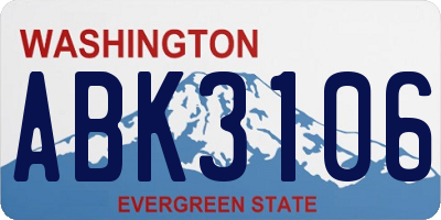 WA license plate ABK3106
