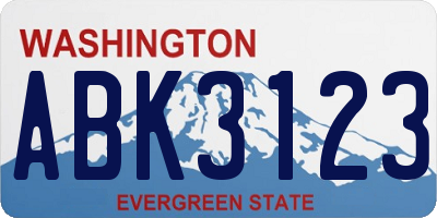 WA license plate ABK3123