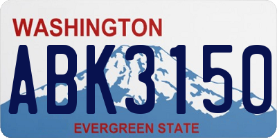 WA license plate ABK3150