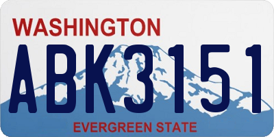 WA license plate ABK3151