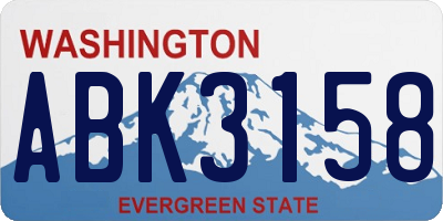 WA license plate ABK3158