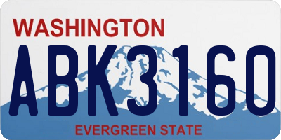 WA license plate ABK3160