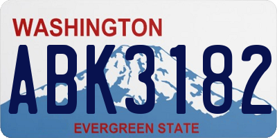 WA license plate ABK3182