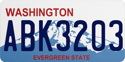 WA license plate ABK3203