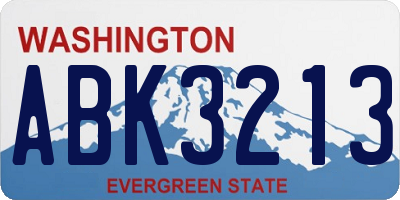 WA license plate ABK3213