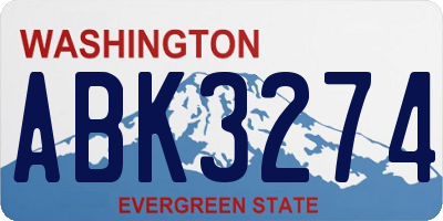 WA license plate ABK3274