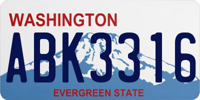 WA license plate ABK3316