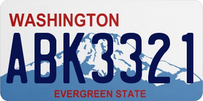 WA license plate ABK3321