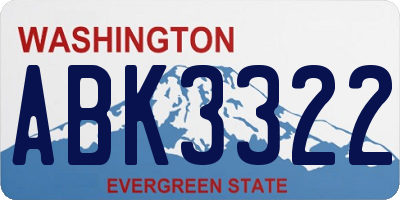 WA license plate ABK3322