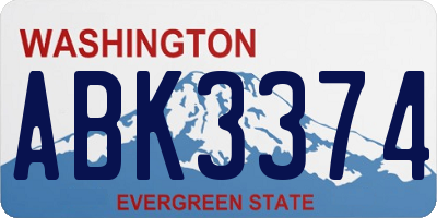 WA license plate ABK3374