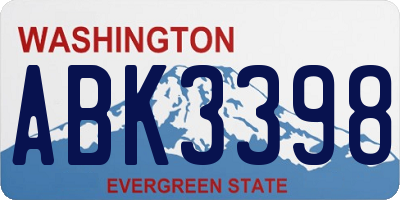 WA license plate ABK3398