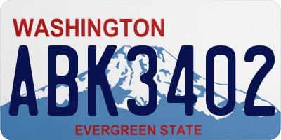 WA license plate ABK3402