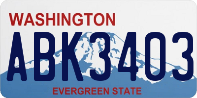WA license plate ABK3403