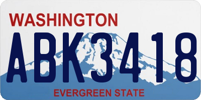 WA license plate ABK3418