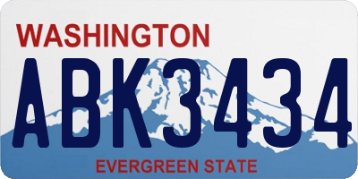 WA license plate ABK3434