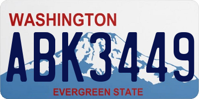 WA license plate ABK3449