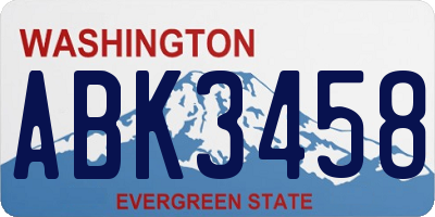 WA license plate ABK3458