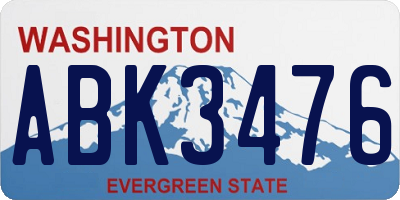 WA license plate ABK3476