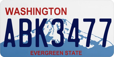 WA license plate ABK3477