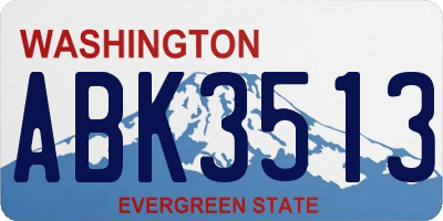 WA license plate ABK3513