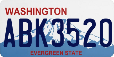 WA license plate ABK3520